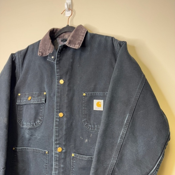 Vintage 90s Carhartt Distressed Blanket Lined Chore Barn Jacket 44 R - Picture 4 of 16